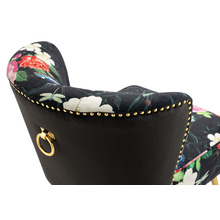 Pink Rose & Butterfly on Black Velvet Accent Chair